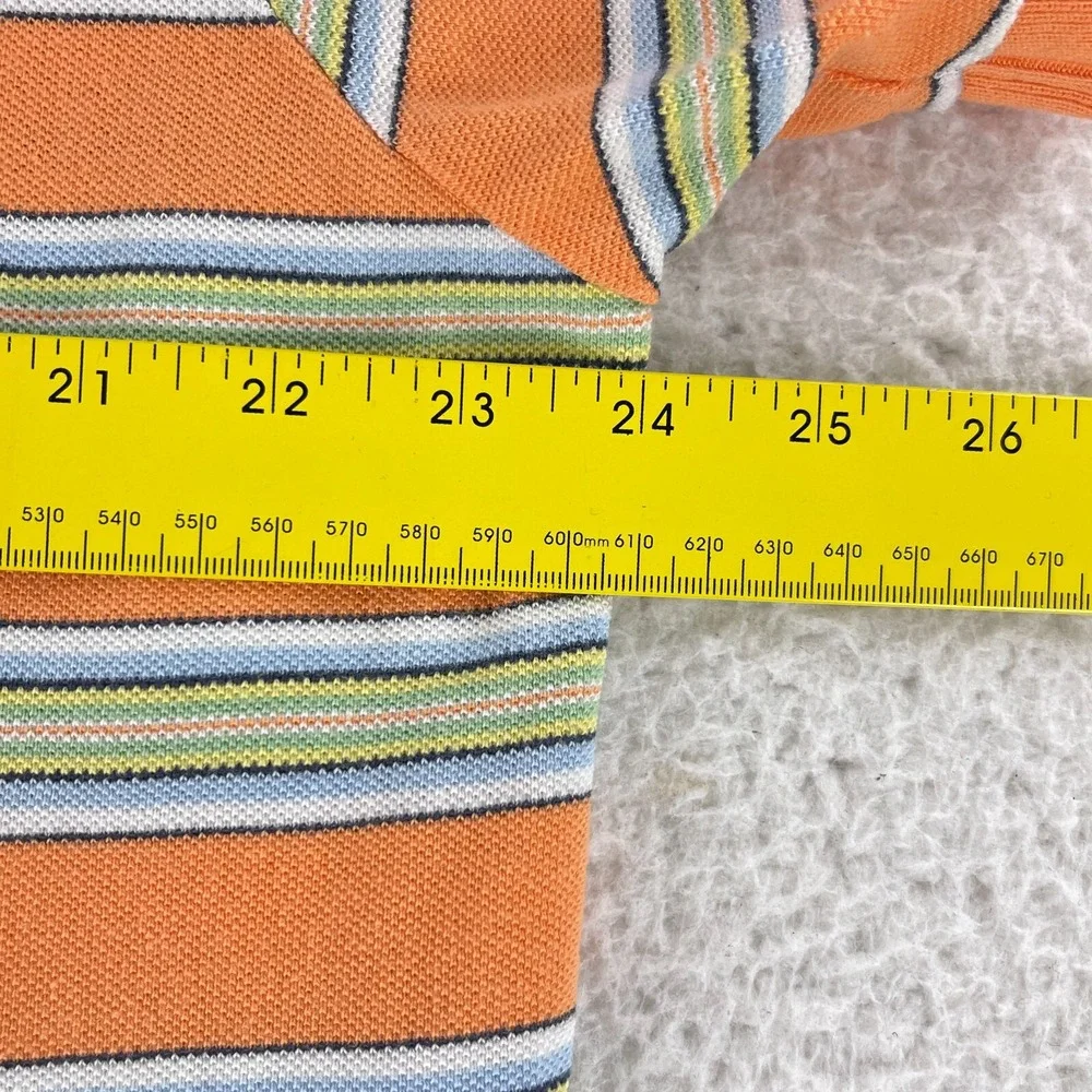 Polo Ralph Lauren Orange Stripe Polo Shirt Mens Short Sleeve Casual Cotton XL‎